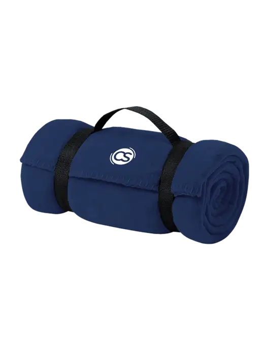 Casual Navy Fleece Blanket With Strap  w/CS Logo