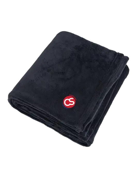 Oversized Deep Black Ultra Plush Blanket w/CS Logo
