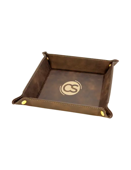 Rustic Leatherette Valet Tray, 6 x 6 w/CS Logo