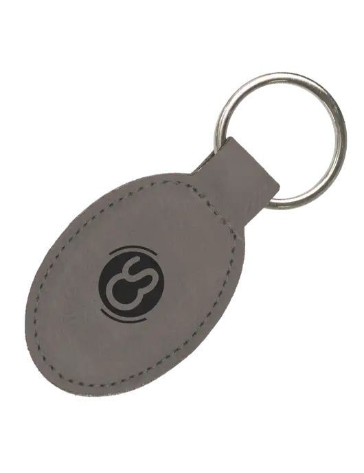 Grey Leatherette Oval Keychain w/CS Logo