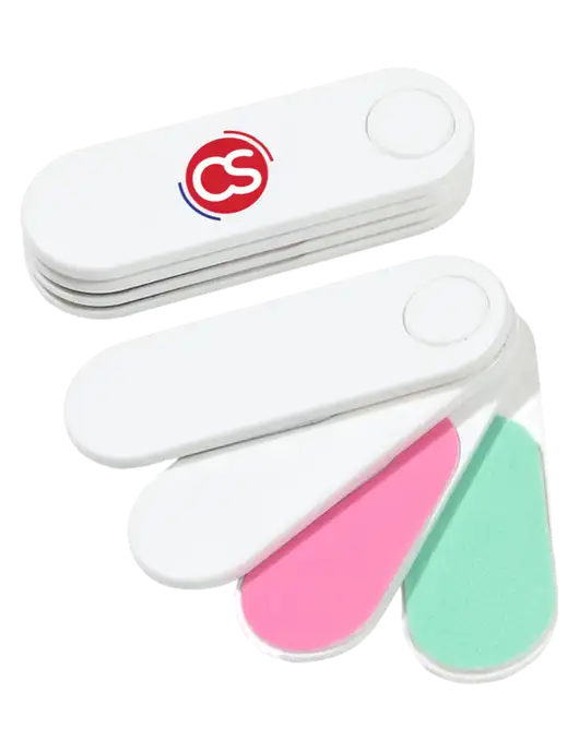 White Folding Nail Files & Buffer w/CS Logo
