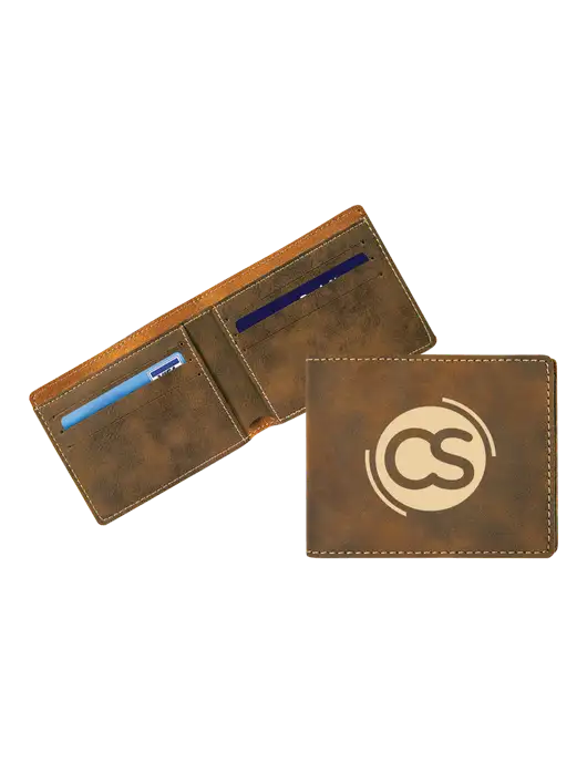 Rustic Leatherette Bifold Wallet w/CS Logo