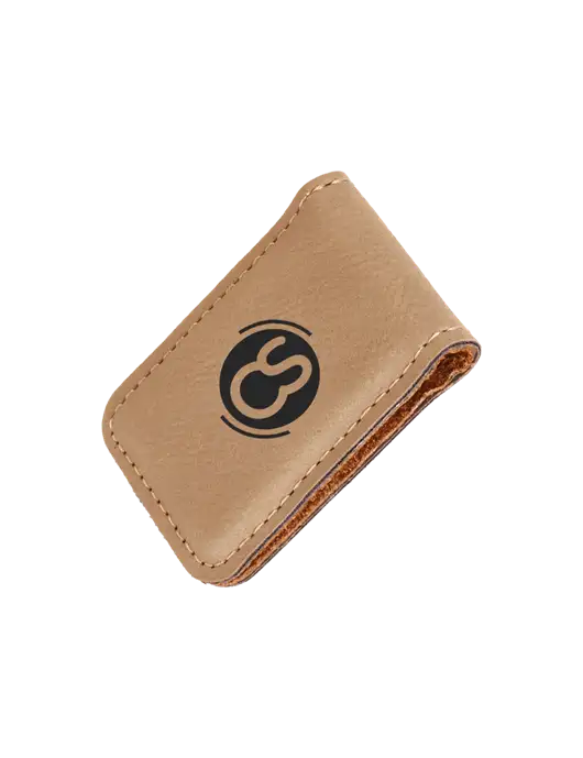 Tan Leatherette Money Clip w/CS Logo